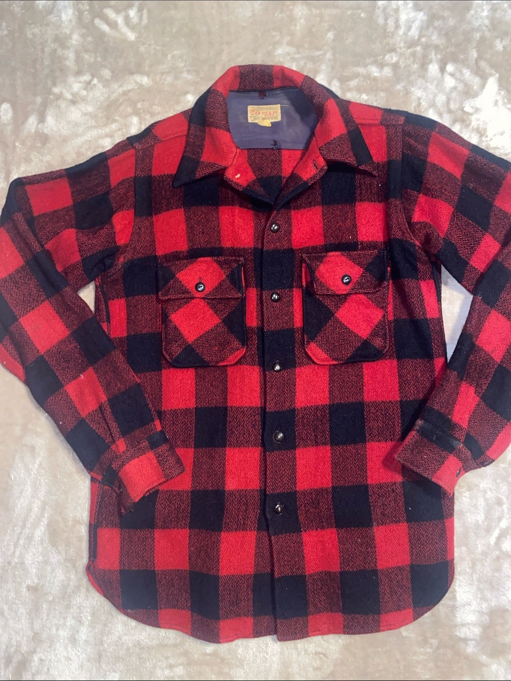 Vintage Woolmaster Wool Buffalo Plaid Button-Down Shirt Jacket